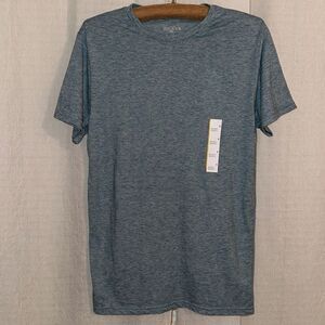 Goodfellow S Blue Heathered Striped Crewneck Standard Fit Short Sleeve Tee